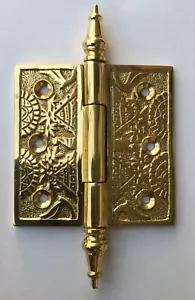 3 CERNIERE PORTA decorate in OTTONE massiccio campanile 31/2"x31/2"Eastlake stile vittoriano 968665 - Foto 1 di 14