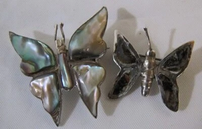 Lote de 2: Broche Alas Abalón Mariposa Mexicana Plata Esterlina De Colección Foto 1 de 4