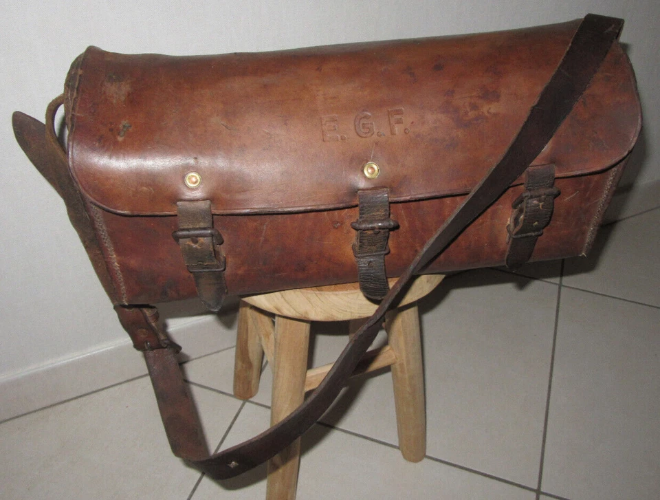 Ancienne Sacoche de plombier EGF en cuir ELECTRICITE GAZ de FRANCE vers  1946-50 - Photo 1/4