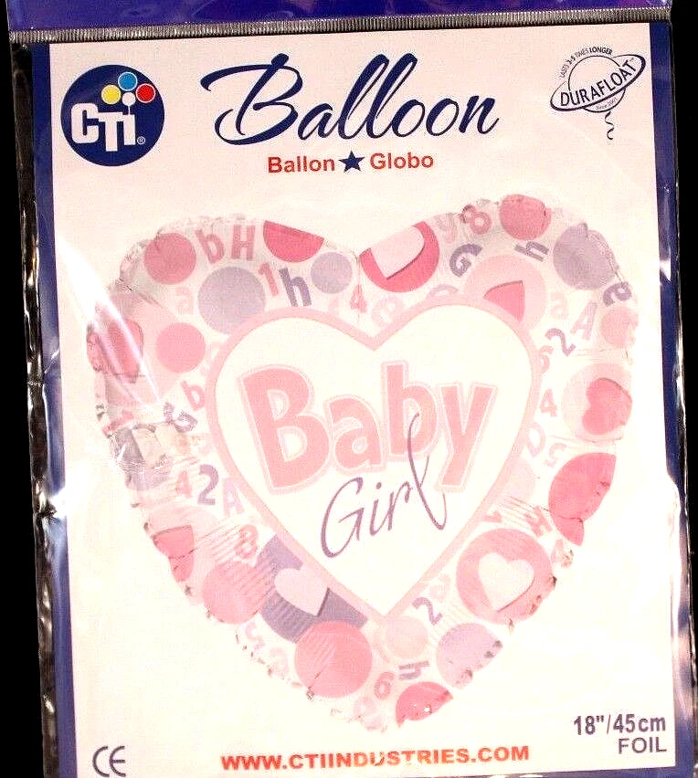 CTI Baby Girl 18" 'DuraFloat Heart Shape Foil Balloon  - Image 1 of 1