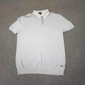 Hugo Boss Shirt Men LARGE Blue Short Sleeve Knit Cotton Polo collared Size L - Picture 1 of 9