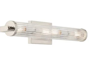 Azores 25" 4-Light Linear Vanity with Clear Fluted Glass in Polished Nickel - Picture 1 of 5