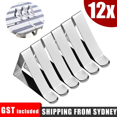 12X Stainless Steel Tablecloth Clips Desk Table Cloth Cover Clamp Holder Party - image 1 of 4