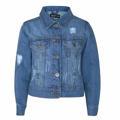 Niños Niños Niños Chaqueta Denim Diseñador Azul Claro Jeans Rasgados Moda Abrigo Edad 3-13 Años Foto 1 de 2