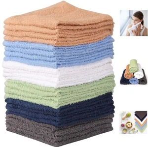 24pcs Towel Set 100% Cotton 12 X12 Inch Flannel Face Soft Extra Highly Absorbent - Picture 1 of 10