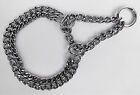 Chain collar - necklace, neck circumference max 53 cm/17 mm - 2 rows new Chrome 