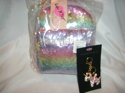 Mochila Betsey Johnson LB Sky Lentejuelas y Llavero Cristal Unicornio *JUEGO DE 2 PIEZAS*  Foto 1 de 4
