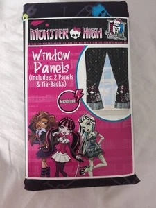 Monster High Microfiber Window Panels Curtains - Black Pins And Needles 82x63 - Picture 1 of 5