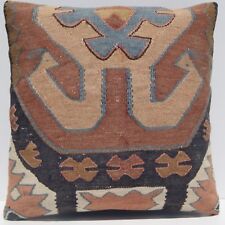 20"x20" Caucasian klim pillow cover minimalist Hand woven vintage kelim area rug