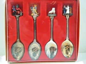 Silver Plated Handcrafted Set of 4 Collector’s Christmas Spoons - Picture 1 of 4