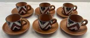 Unsigned Vint 12pc Acoma Pottery Coffee Cup / Teacup & Saucer - Bild 1 von 15