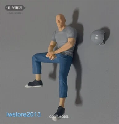 1/18 Bald Man Helmet Male 4" Resin Figurines Figures Model For Cars Vehicles Toy - Image 1 of 4