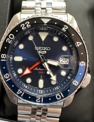 Seiko 5 Five Sports SSK003 GMT Automatic Watch SSK003J1  Blue Dial Made in Japan - Image 1 of 4