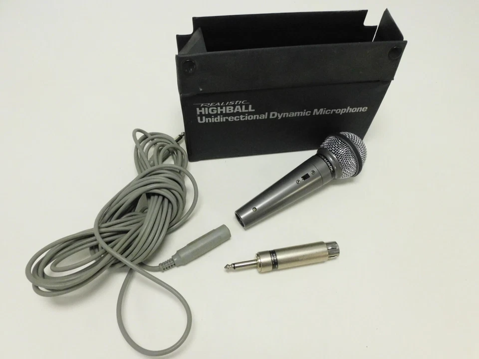 Vintage Realistic Highball Unidirectional Dynamic Microphone 33-984A Case & Cord - Image 1 of 4
