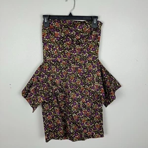 Vintage Betsy Johnson Y2K 90s Floral Peplum Dress 2 Bustle Strapless USA Made - Picture 1 of 7