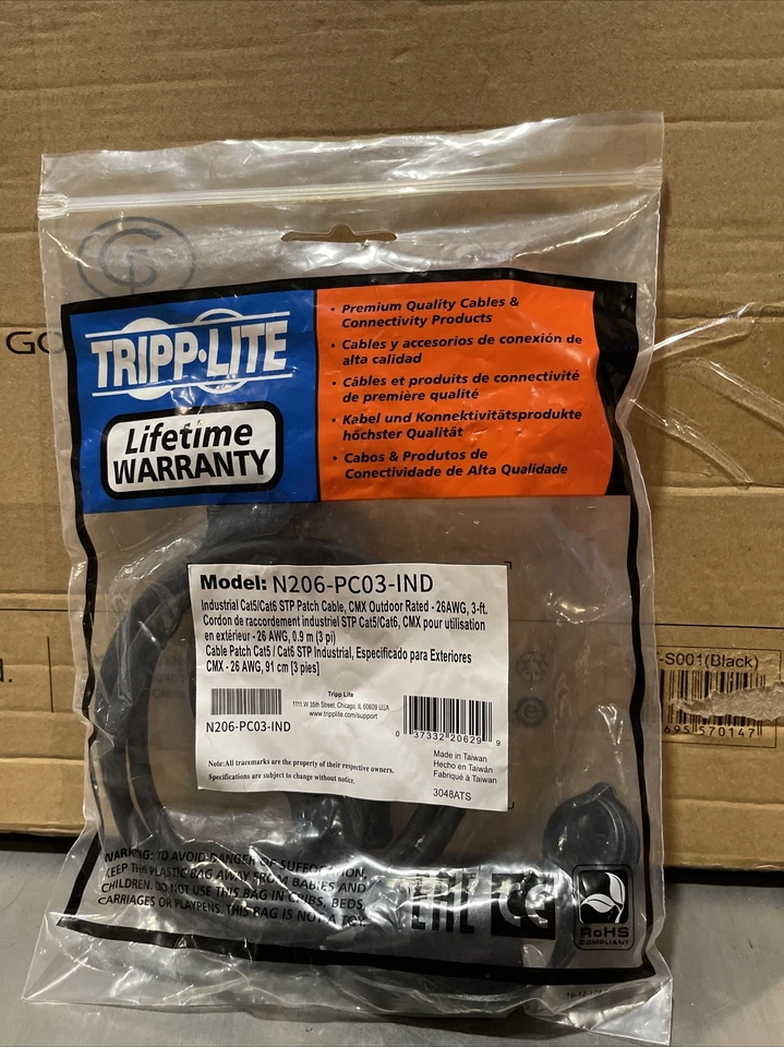 EATON N206-PC03-IND TRIPP LITE CAT5E/Cat6 Patch Cable RJ45 CMX Outdoor