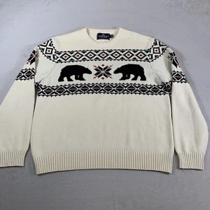 American Living Sweater Adult XL Beige Dale Of Nordic Bear Chunky Knit Mens - Picture 1 of 13