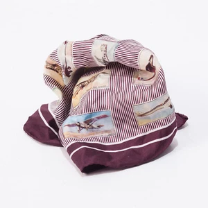 ETON Silk Pocket Square Burgundy Airplane Print Handkerchief Menswear Classic - Picture 1 of 4