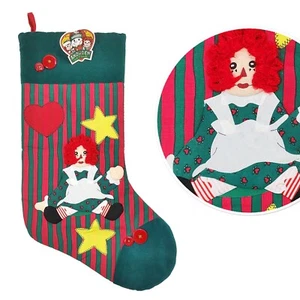 New Vintage 90s Raggedy Ann Stocking Xmas Snowden Friends Applique Velvet 18" - Picture 1 of 9