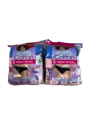 10 Pair Hanes Hi-Cuts Tagless Panties Size 8 XL/8 XL Solid Print Floral New - Image 1 of 2