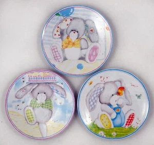Whimsical Easter Bunny Ceramic 8 ¼” Display Plates Set of 3 - NEW - Picture 1 of 4