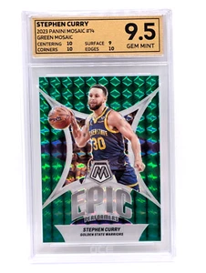 2023-24 MOSAIC #14 STEPHEN CURRY EPIC PERFORMERS GREEN MOSAIC PRIZM GRADED 9.5 - Picture 1 of 2