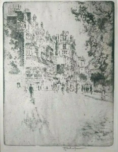 1904 LISTED AMERICAN JOSEPH PENNELL Sd ORIGINAL ETCHING PARK LANE LONDON - Picture 1 of 12