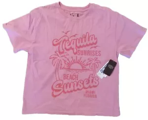 Camisa IML Para Mujer Talla Pequeña Rosa Top Corta Estampado Gráfico Isaac Morris Beach - Imagen 1 de 10