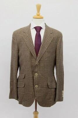 NUEVO CON ETIQUETAS $2995 Brunello Cucinelli Hombres Ventana-Chaqueta a Cuadros con Logo Botones A196 Foto 1 de 4