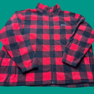 Columbia Jacket 5X Red Plaid 1/4 Zip Pullover Fleece Sweatshirt Outdoor - Picture 1 of 11