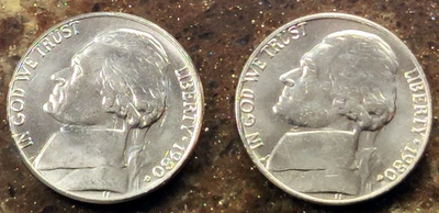 1980  P & D  Jefferson Nickel -  BU Coin Set - Image 1 of 2