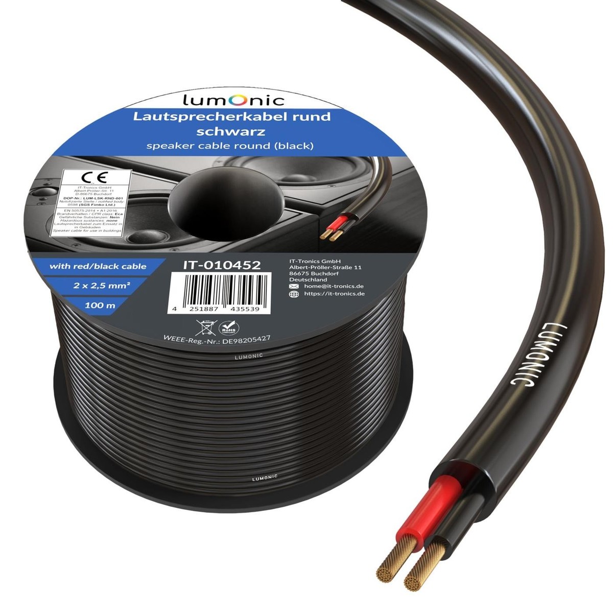 Flach Lautsprecherkabel 100m 2x2,5mm² - Perfekt Für HiFi Anlagen