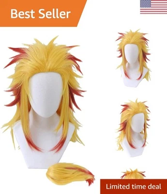 Authentic Rengoku Kyoujurou Costume Wig - Perfect for Halloween & Cosplay - Image 1 of 4