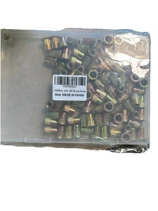 1/4”-20 Rivet Nuts Carbon Steel Flat Head Threaded 100 Pieces - Picture 1 of 2