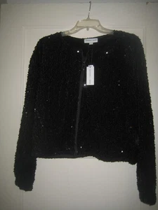 Wunderschöne schwarze Jacke von Gemma und Jane mit Pailletten und Reißverschluss vorne - Größe L - Bild 1 von 3