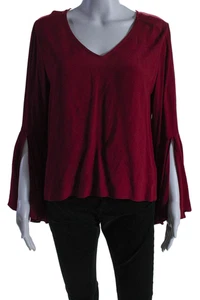 Fifteen Twenty Womens Long Sleeve Flare Sleeve V Neck Blouse Pink Size Small - Picture 1 of 12