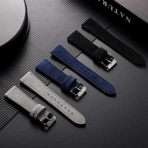 Hochwertige Wildleder genäht Echtleder Uhrenarmbänder Herren Armband 20 mm 22 mm - Bild 1 von 13