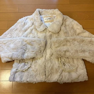 Liz Melo Lisa Eco Fur Coat Short Length Beige Size L - Picture 1 of 8