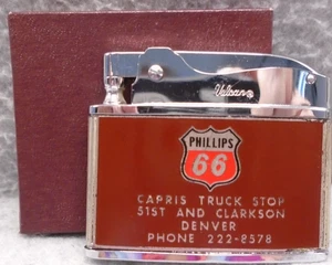 Vintage-UNFIRED IN BOX-"PHILLIPS "66" Gas & Oil Denver flat advertising lighter - Picture 1 of 10