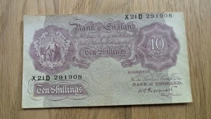 BANK OF ENGLAND 10 shilling note 1940's Peppiatt WWII X21D 291908 - Picture 1 of 2