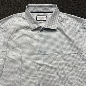 Camisa de vestir Charles Tyrwhitt para hombre 18/35 calce ajustado azul algodón estampado de lágrimas - Imagen 1 de 9