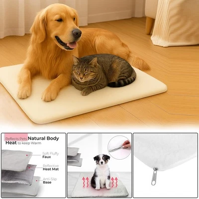 Self Heating Pet Pads Dog Cat Bed Thermal Heated Soft Blanket Pad 60 x 45cm - Image 1 of 4