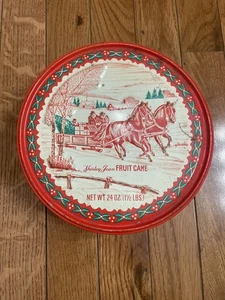 Vintage 1980er Jean Obst Kuchen Blech rot Urlaub Pferde Schlitten Capitol Cake Co. USA - Bild 1 von 7