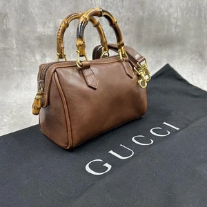 GUCCI Bambú 2WAY Bolso de Hombro Cuero Marrón Vintage Mini Bolso USADO 524H - Imagen 1 de 12