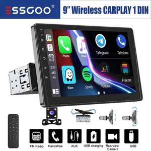 1 DIN 9 Inch Car Stereo Player Radio Wireless CarPlay Bluetooth USB TF + Camera - Picture 1 of 13