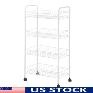 4-stufiger rollender Drahtwagen Utility Aufbewahrung Organizer mit Rollen Heimbüro - Bild 1 von 32