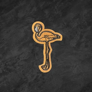 Flamingo Filz Patch bestickt Bügelbild braun schwarz Vogel Applikation Abzeichen - Bild 1 von 4