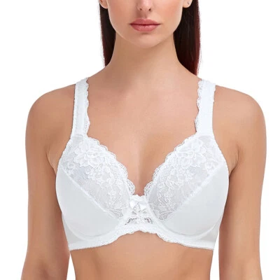 Women's Plus Size Lace Non Padded Minimizer Full Figure Underwire Bra 32-54 C-J - Image 1 of 4