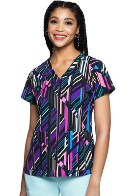 Just My Stripe Med Couture Print Scrub V Neck Top MC8564 JMST - Image 1 of 4
