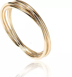 14K Plated Interlocked Rolling Anxiety Ring for Women and Men| Fidget Ring for W - Picture 1 of 6